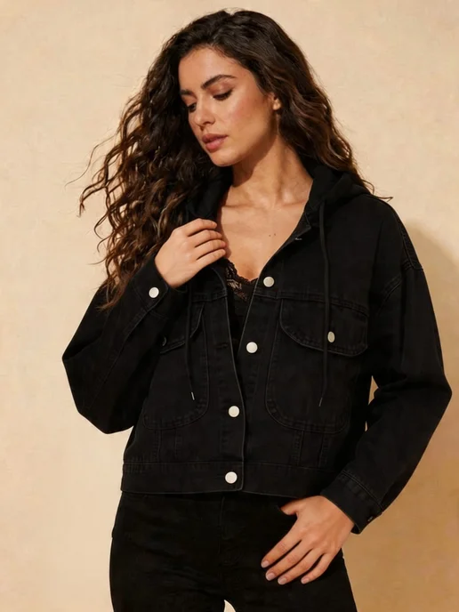 Куртка джинсовая oversize с капюшоном
